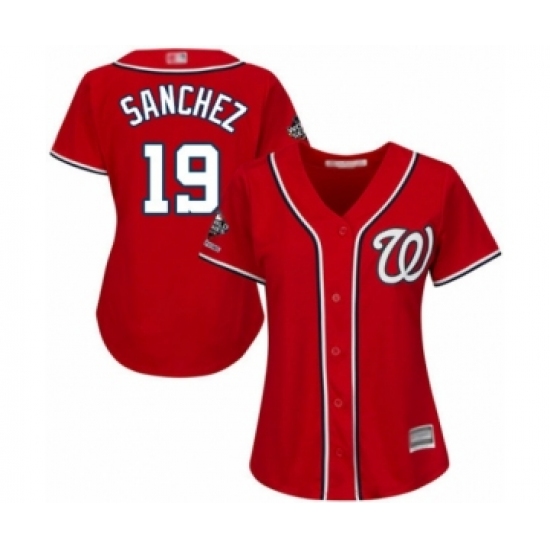 Women's Washington Nationals #19 Anibal Sanchez Authentic Red Alternate 1 Cool Base 2019 World Series Champions Baseball Jersey - Ujersey