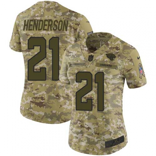 Women's Jacksonville Jaguars #21 C.J. Henderson Camo Stitched Limited 2018 Salute To Service Jersey - Ujersey