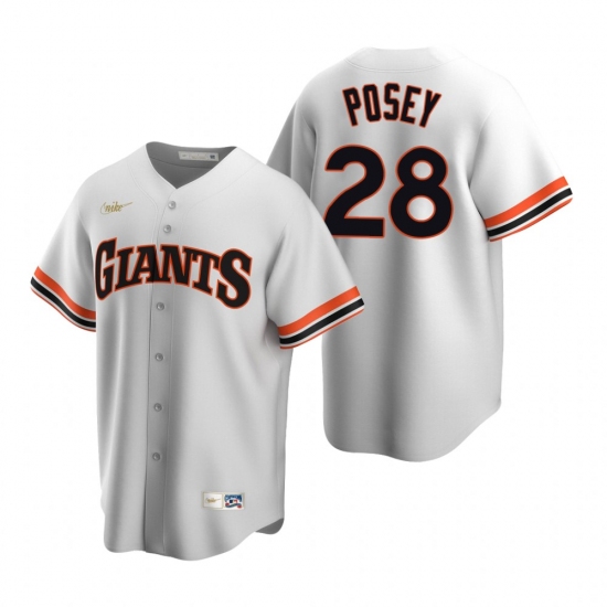 Men's Nike San Francisco Giants #28 Buster Posey White Cooperstown Collection Home Stitched Baseball Jersey - Ujersey