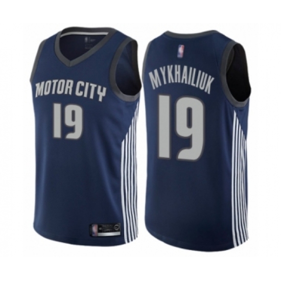 Men's Detroit Pistons #19 Sviatoslav Mykhailiuk Authentic Navy Blue Basketball Jersey - City Edition - Ujersey
