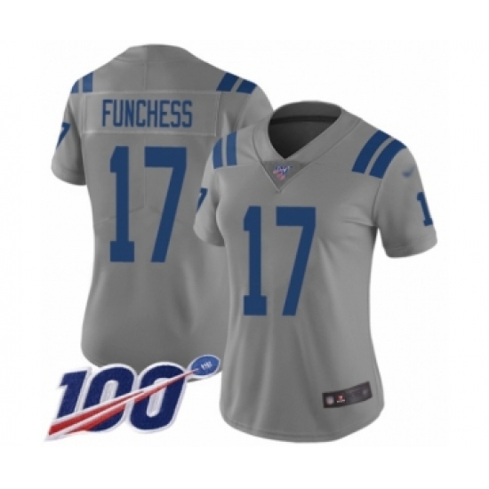 Women's Indianapolis Colts #17 Devin Funchess Limited Gray Inverted Legend 100th Season Football Jersey - Ujersey