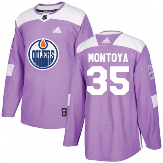 Youth Adidas Edmonton Oilers #35 Al Montoya Authentic Purple Fights Cancer Practice NHL Jersey - Ujersey