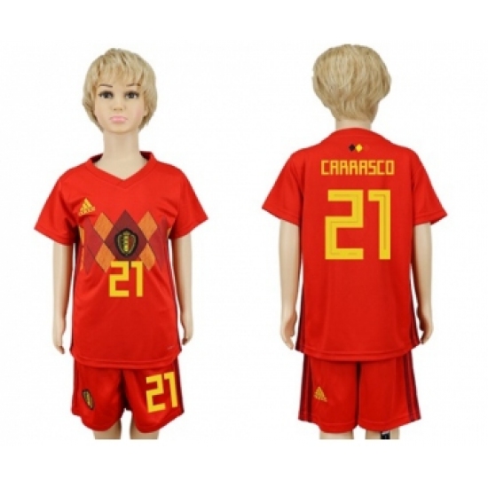 Belgium #21 Carrasco Red Home Kid Soccer Country Jersey