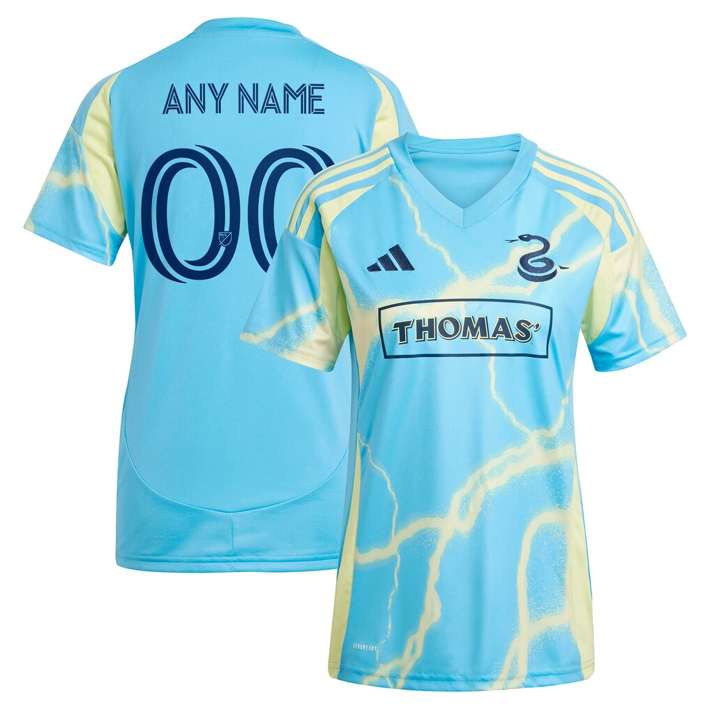 Women's Philadelphia Union adidas Blue 2025 The Voltage Kit Replica Custom Jersey - Ujersey
