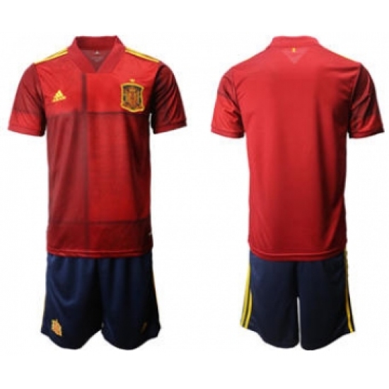 Men's Spain Custom Euro 2021 Red Soccer Jersey and Shorts - Ujersey