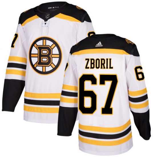 Men's Adidas Boston Bruins #67 Jakub Zboril Authentic White Away NHL Jersey - Ujersey