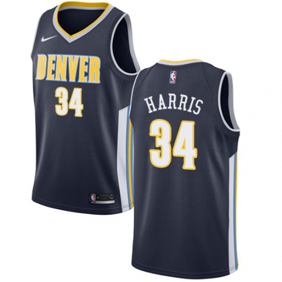 Men's Nike Denver Nuggets #34 Devin Harris Authentic Navy Blue Road NBA Jersey - Icon Edition - Ujersey