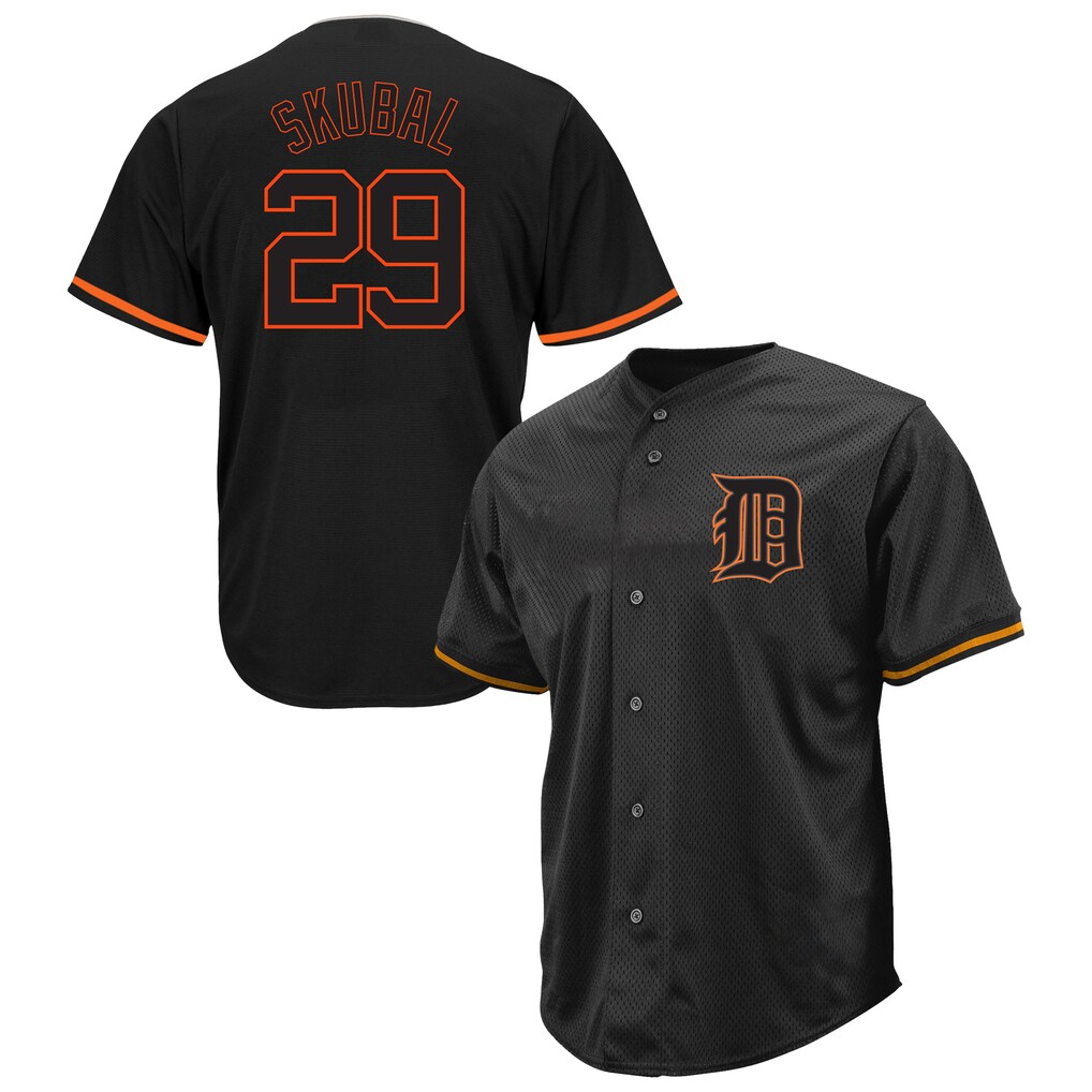 Men's Detroit Tigers Tarik Skubal Profile Black Big & Tall Pop Fashion Jersey - U-jersey