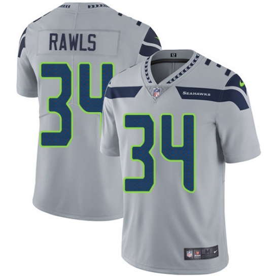 Men's Nike Seattle Seahawks #34 Thomas Rawls Grey Alternate Vapor Untouchable Limited Player NFL Jersey - Ujersey