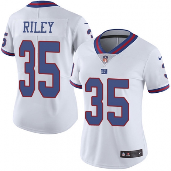 Women's Nike New York Giants #35 Curtis Riley Limited White Rush Vapor Untouchable NFL Jersey - Ujersey