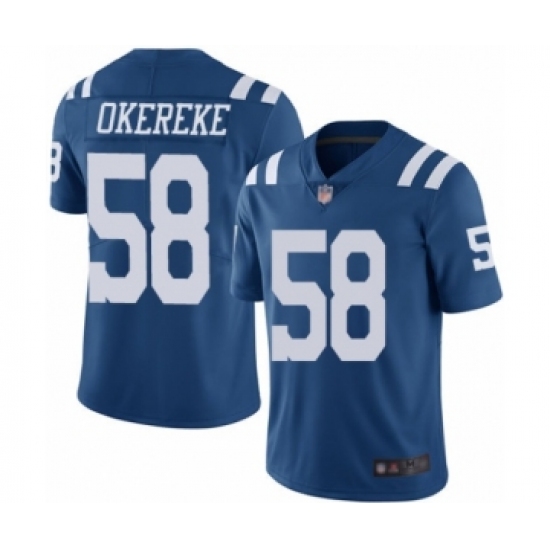 Men's Indianapolis Colts #58 Bobby Okereke Limited Royal Blue Rush Vapor Untouchable Football Jersey - Ujersey