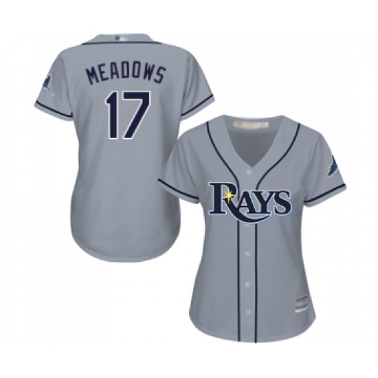 Women's Tampa Bay Rays #17 Austin Meadows Replica Grey Road Cool Base Baseball Jersey - Ujersey
