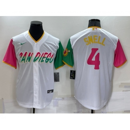 Men's San Diego Padres #4 Blake Snell White 2022 City Connect Cool Base Stitched Jersey - Ujersey