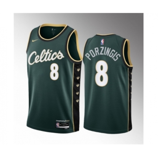 Men's Boston Celtics #8 Kristaps Porzingis Green2023 Draft City Edition Stitched Basketball Jersey - Ujersey