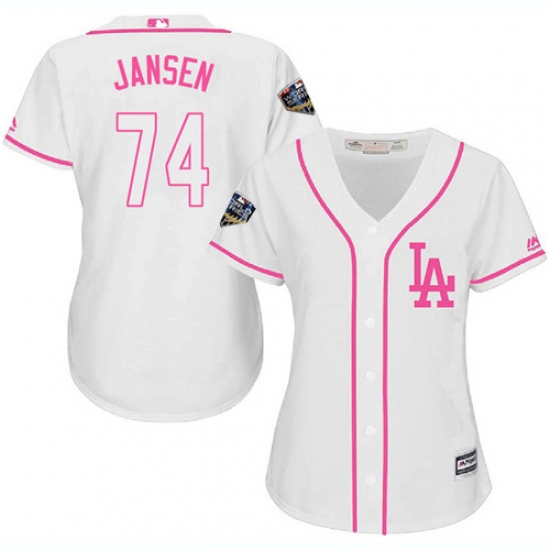 Women's Majestic Los Angeles Dodgers #74 Kenley Jansen Authentic White Fashion Cool Base 2018 World Series MLB Jersey - Ujersey