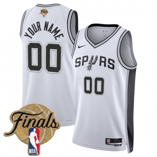 Men's San Antonio Spurs Active Player Custom White 2026 Finals Patch Association Edition Stitched Basketball Jersey