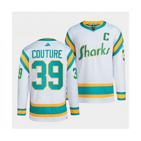 Men's San Jose Sharks #39 Logan Couture White 2022 Reverse Retro Stitched Jersey - Ujersey