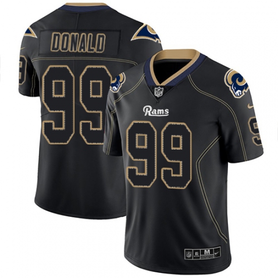 Men's Nike Los Angeles Rams #99 Aaron Donald Limited Lights Out Black Rush NFL Jersey - Ujersey
