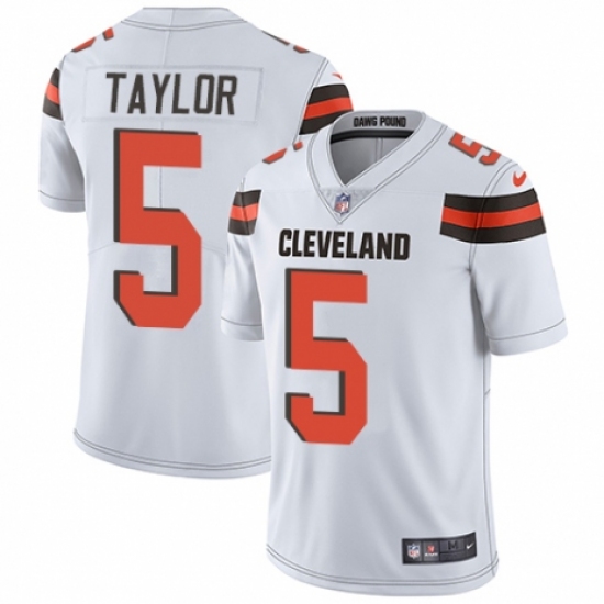 Men's Nike Cleveland Browns #5 Tyrod Taylor White Vapor Untouchable Limited Player NFL Jersey - Ujersey