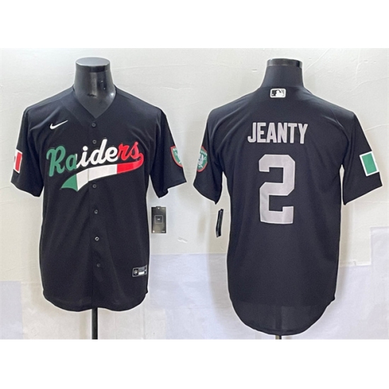Men's Las Vegas Raiders #2 Ashton Jeanty Black Mexico Cool Base Stitched Baseball Jersey - Ujersey