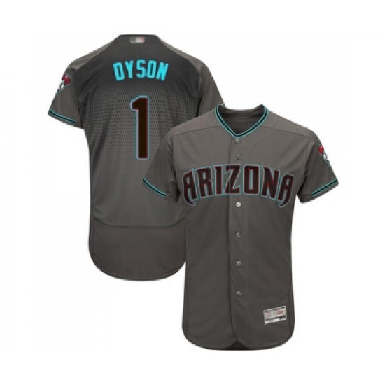 Men's Arizona Diamondbacks #1 Jarrod Dyson Gray Teal Alternate Authentic Collection Flex Base Baseball Jersey - Ujersey