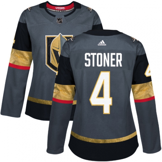 Women's Adidas Vegas Golden Knights #4 Clayton Stoner Authentic Gray Home NHL Jersey - Ujersey