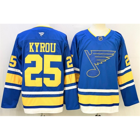 Men's St. Louis Blues #25 Jordan Kyrou Blue 2025 Stitched Hockey Jersey - Ujersey