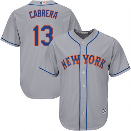 Youth Majestic New York Mets #13 Asdrubal Cabrera Authentic Grey Road Cool Base MLB Jersey - Ujersey