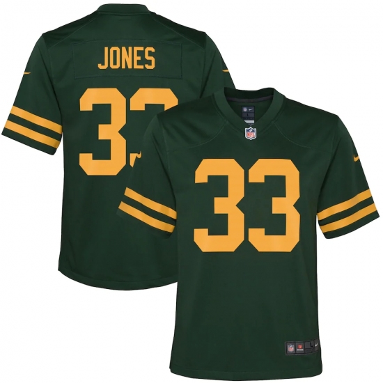 Youth Green Bay Packers #33 Aaron Jones Nike Green Alternate Game Player Jersey - Ujersey