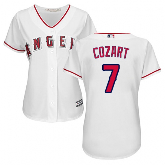 Women's Majestic Los Angeles Angels of Anaheim #7 Zack Cozart Replica White Home Cool Base MLB Jersey - Ujersey