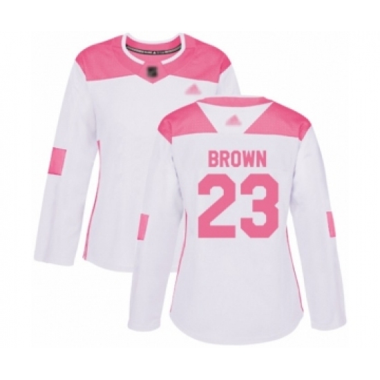 Women's Minnesota Wild #23 J.T. Brown Authentic White Pink Fashion Hockey Jersey - Ujersey