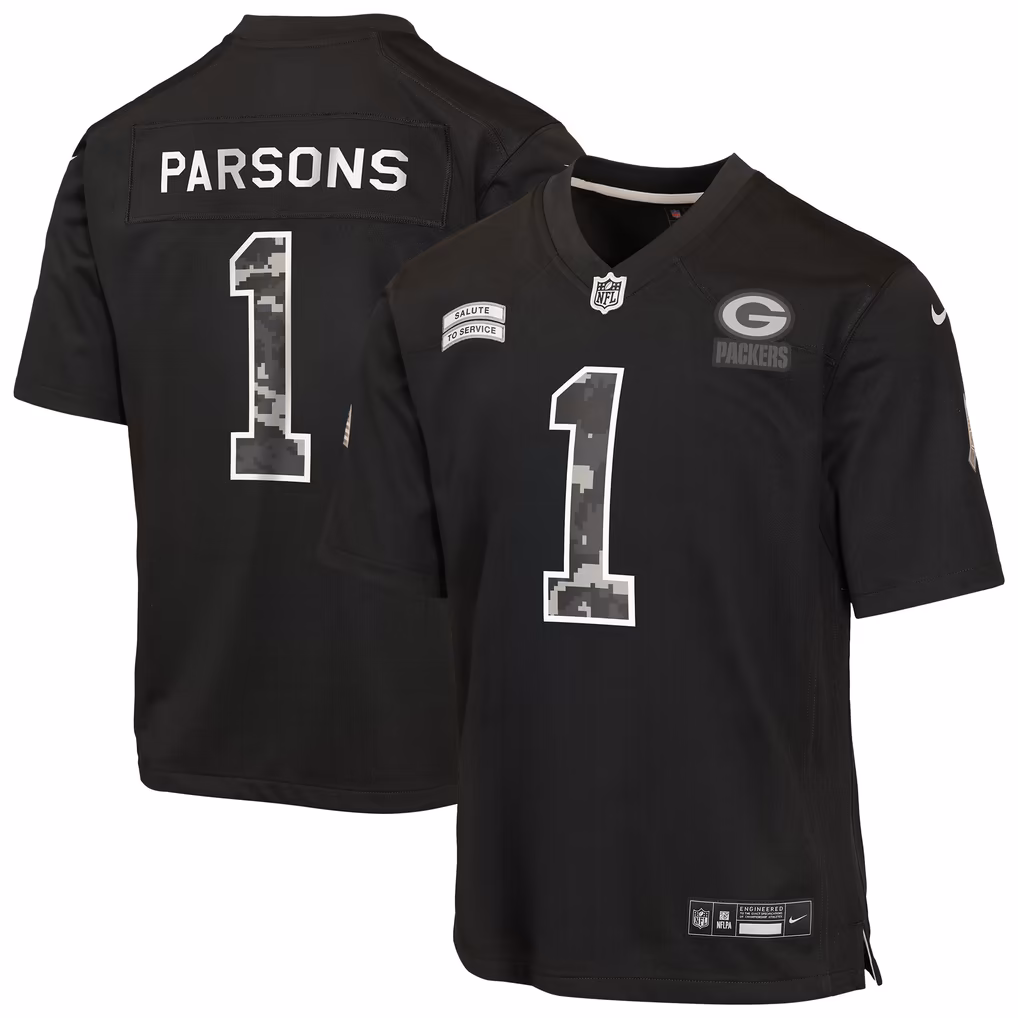 Youth Green Bay Packers Micah Parsons Nike Black 2026 Salute to Service Game Jersey