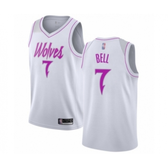 Women's Minnesota Timberwolves #7 Jordan Bell White Swingman Jersey - Earned Edition - Ujersey