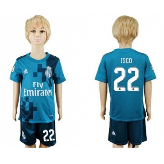 Real Madrid #22 Isco Sec Away Kid Soccer Club Jersey