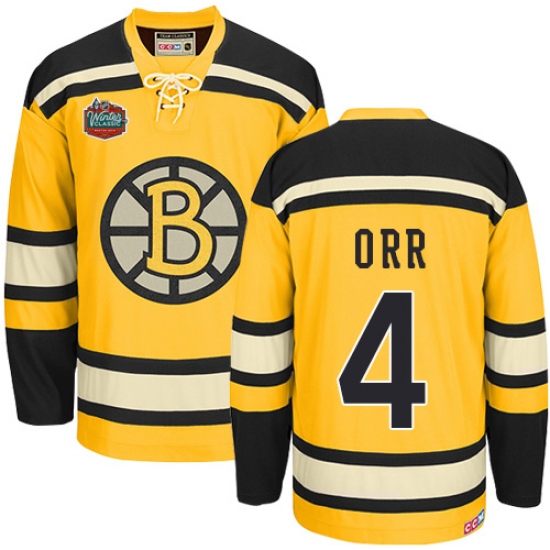 Men's CCM Boston Bruins #4 Bobby Orr Premier Gold Winter Classic Throwback NHL Jersey - Ujersey