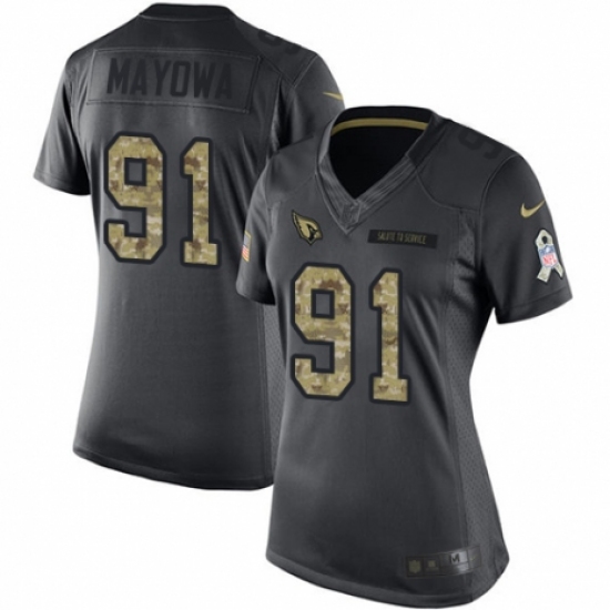 Women's Nike Arizona Cardinals #91 Benson Mayowa Limited Black 2016 Salute to Service NFL Jersey - Ujersey