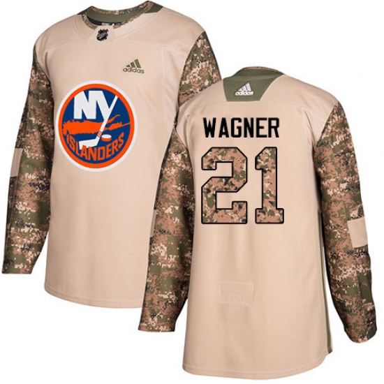 Men's Adidas New York Islanders #21 Chris Wagner Authentic Camo Veterans Day Practice NHL Jersey - Ujersey