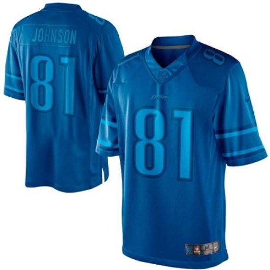Men's Nike Detroit Lions #81 Calvin Johnson Light Blue Drenched Limited NFL Jersey - Ujersey