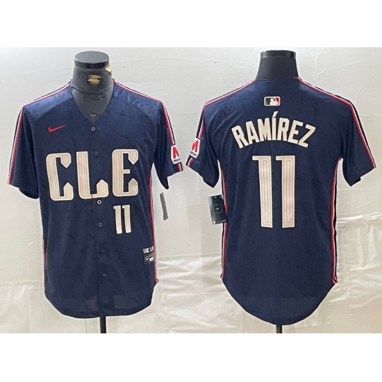 Men's Cleveland Guardians #11 Jose Ramirez Number Navy 2024 City Connect Limited Stitched Jersey - Ujersey