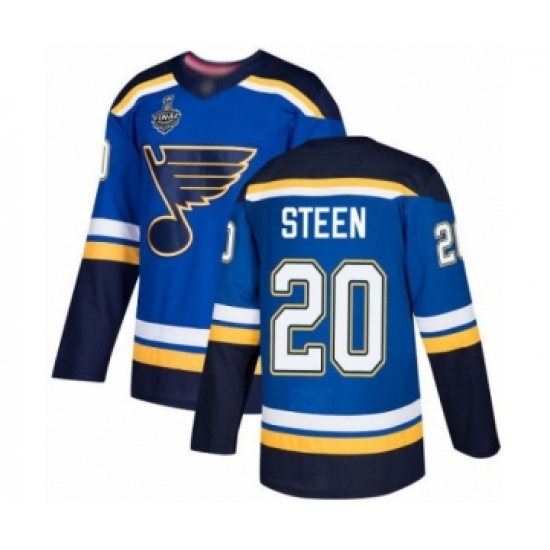 Men's St. Louis Blues #20 Alexander Steen Authentic Royal Blue Home 2019 Stanley Cup Final Bound Hockey Jersey - Ujersey