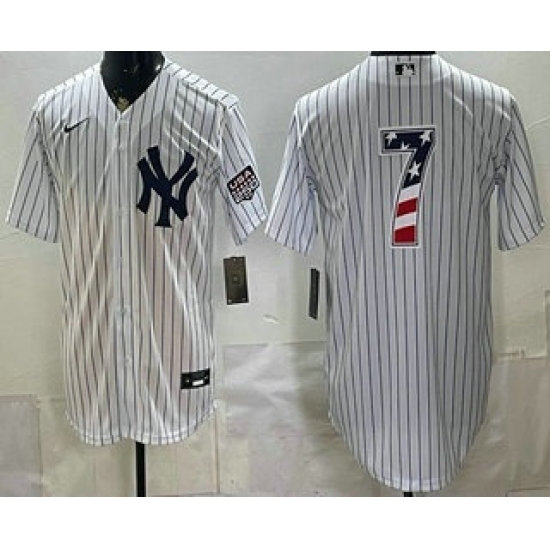 Men's New York Yankees #7 Mickey Mantle White 2026 USA 250 Fourth of July Home Stadium Stitched Jersey - Ujersey
