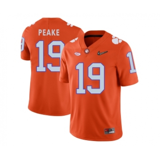 Clemson Tigers 19 Charone Peake Orange With Diamond Logo College Football Jersey - Ujersey
