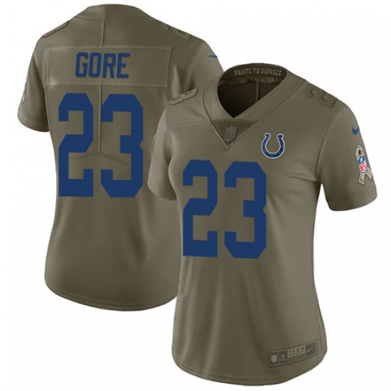 Women's Nike Indianapolis Colts #23 Frank Gore Limited Olive 2017 Salute to Service NFL Jersey - Ujersey