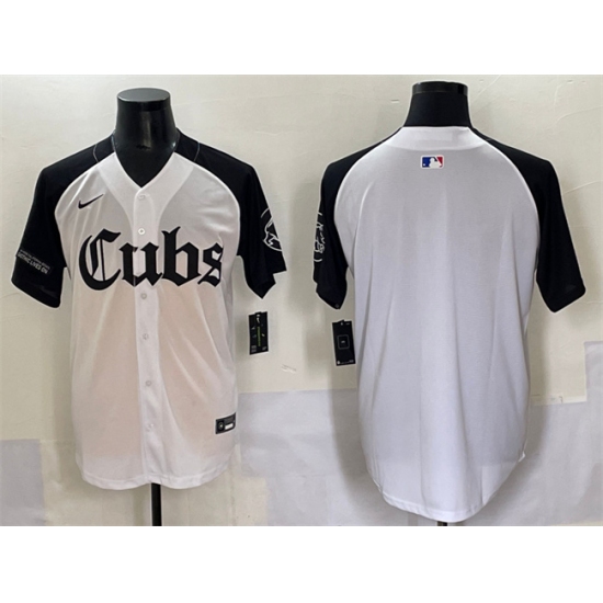 Men's Chicago Cubs Blank White Black 'Gothic North Side Edition' Vapor Premier Limited Stitched Baseball Jersey - Ujersey