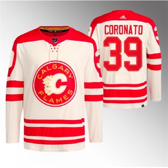 Men's Calgary Flames #39 Matt Coronato 2023 Cream Heritage Classic Primegreen Stitched Jersey - Ujersey