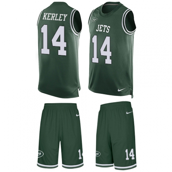 Men's Nike New York Jets #14 Jeremy Kerley Limited Green Tank Top Suit NFL Jersey - Ujersey