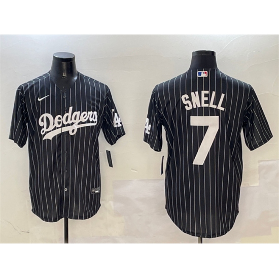 Men's Los Angeles Dodgers #7 Blake Snell Black Cool Base Stitched Baseball Jersey - Ujersey