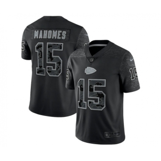 Men's Kansas City Chiefs #15 Patrick Mahomes Black Reflective Limited Stitched Jersey - Ujersey
