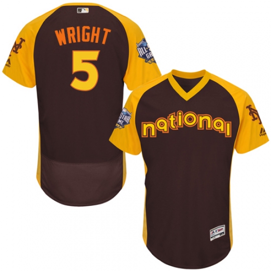 Men's Majestic New York Mets #5 David Wright Brown 2016 All-Star National League BP Authentic Collection Flex Base MLB Jersey - Ujersey