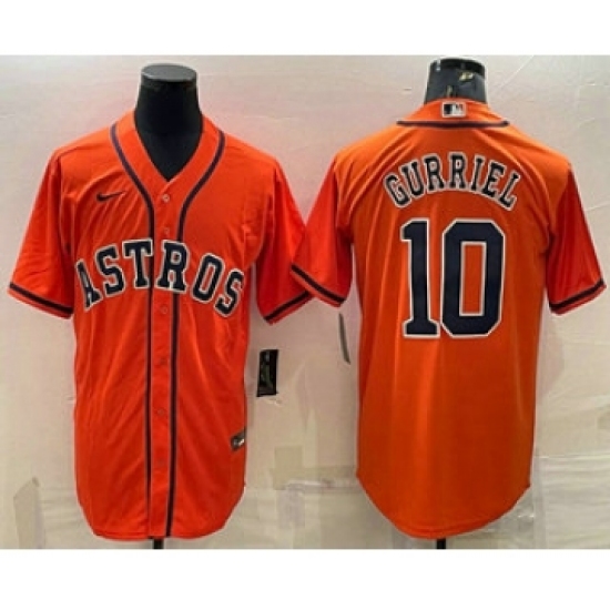 Men's Houston Astros #10 Yuli Gurriel Orange Stitched MLB Cool Base Nike Jersey - Ujersey